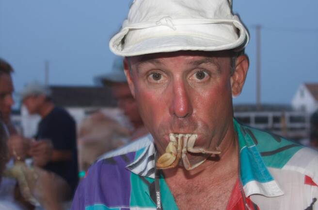 Man eating crab