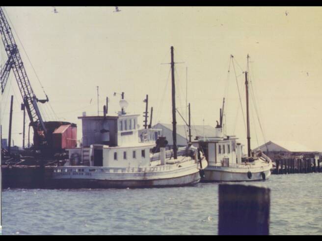 Oyster Buyboat Napeague in early 1960's at Saxis Island, VA