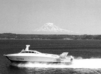 SES underway with Mount Rainier in back ground