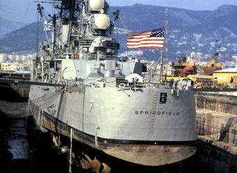 Uss Springfield CLG 7 in drydock