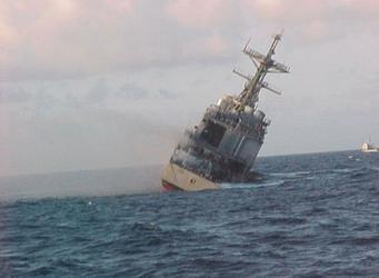 USS Caron DD 970 sinking